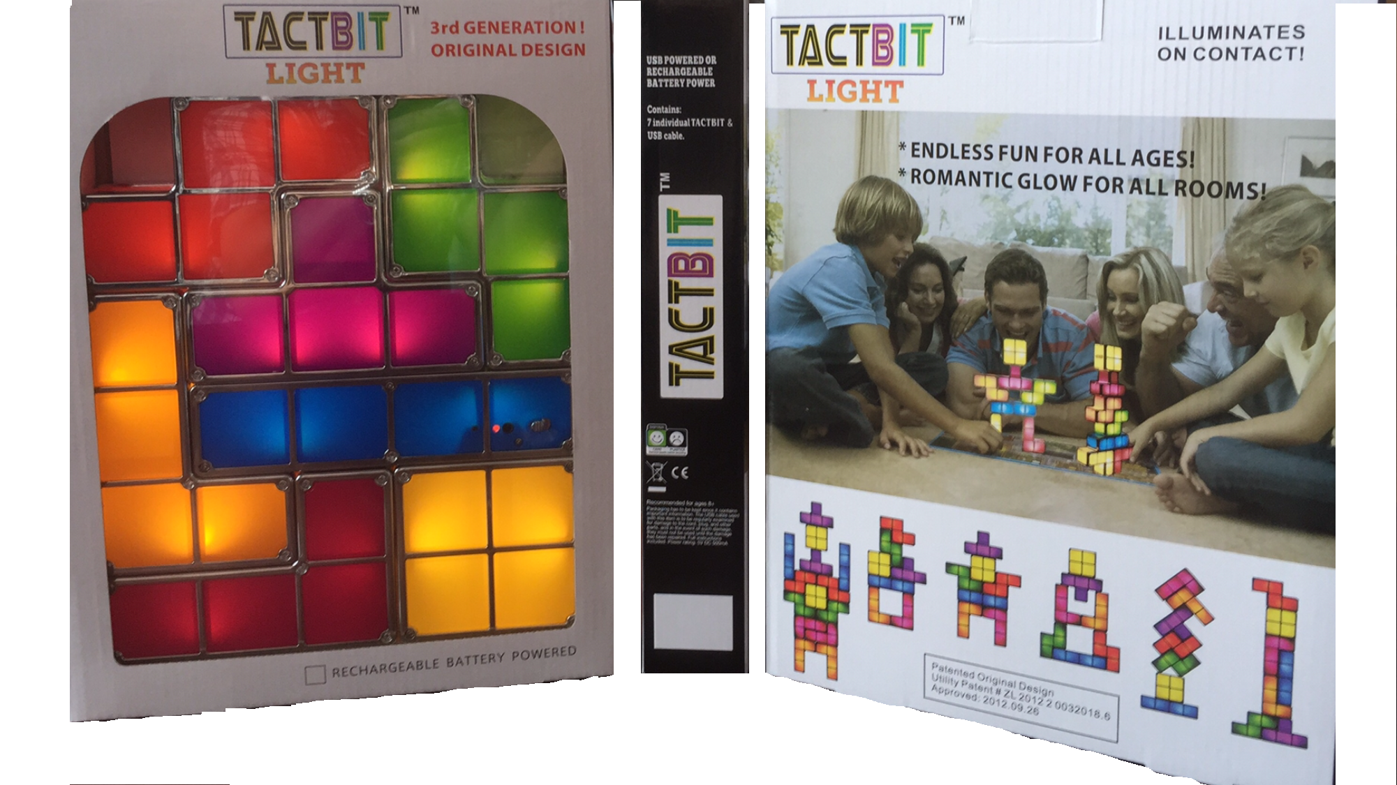 TACTBIT Rechargeable Tetris Retro Game Style Stackable Multi-color LED Lamp